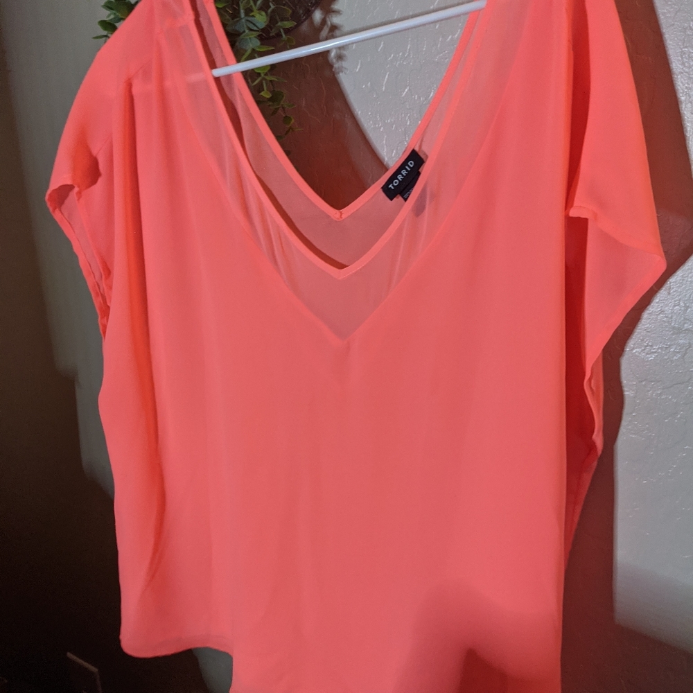 Torrid Coral Georgette Top
